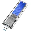 SODIAL Boîtier Ssd Externe M.2 Ngff Sata Haute Vitesse Usb3.0 Gen1 5 Gb / S Boîtier de Disque Dur Ssd Sata Transparent pour Pc Bleu