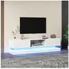 Pugsdrly Meuble TV brillant avec éclairage LED 2 tiroirs contrôle par ...