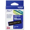 Ruban étiqueteuse laminé BROTHER P-TOUCH TZE-344 - 18mm - Or sur noir