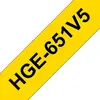 Brother HGE651V5 Nastro Laminato, Nero/Giallo, 5 Pezzi