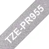 BROTHER Ruban-TZEPR955-24mm Blanc sur fond Argent Premium-Qt 1