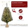 ALIGHTUP Sapin de Noël Artificiel Lumineux 90cm avec base en lin, LED Lumière Chaud, 8 Modes d’Éclairage
