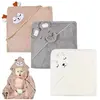 Serviette de Bain à Capuche pour Bébé,3pièces Cape de Bain Bébé,Servie...