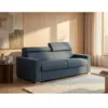 Vente-Unique Canapé 3 places convertible express en tissu bleu - couchage 140 cm - Matelas 18 cm VIZIR