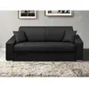 VENTE-UNIQUE Canapé 3 places convertible express en simili EMIR - Noir - Couchage 140 cm - Matelas 22 cm