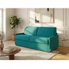 Vente-Unique Canapé 2 places convertible express en tissu bleu turquoise - Couchage 120 cm - Matelas 22 cm CALIFE