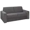 Vente-Unique Canapé 3 places convertible express en velours anthracite - Couchage lattes larges 140 cm - Matelas 16 cm avec mousse à mémoire de forme CALITO