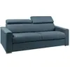 Vente-Unique Canapé 4 places convertible express en tissu bleu - couchage 160 cm - Matelas 18 cm avec mémoire de forme VIZIR