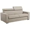 Vente-Unique Canapé 3 places convertible express en tissu beige - couchage lattes larges 140 cm - Matelas 18 cm avec mémoire de forme VIZIR
