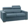 VENTE-UNIQUE Canapé 2 places convertible express en tissu VIZIR - Bleu - Couchage 120 cm - Matelas 18 cm avec mémoire de forme DUNLOPILLO