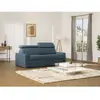 Vente-Unique Canapé 3 places convertible express en tissu bleu - couchage lattes larges 140 cm - Matelas 18 cm avec mémoire de forme VIZIR