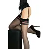 Fiore Bas pour Porte-Jarretelles Noir avec Petits Coeurs Rouges T3