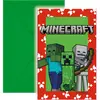 Minecraft Party 6 cartes d'invitation et enveloppes