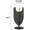 Viokef lampe de table Fedora, hauteur 42 cm, noir, métal/verre