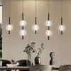 Viokef Suspension LED Abeona, longueur 105 cm, métal noir, à 7 lampes.