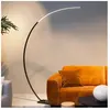 Lucide Lampadaire arqué LED Curve, noir, marbre, 192 cm, intensité variable
