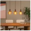 Lucide Suspension Ilona, verre, noir/ambre, 3 lampes