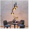 Lucide Suspension Marius, abat-jour verre, noir, 3 lampes