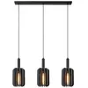 Lucide Suspension textile Rafal, grise, angulaire, à 3 lampes