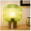 Lucide Lampe à poser en verre Maloto, vert/or, Ø 20 cm, E27