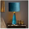 LUCIDE Lampe à poser velvet en velours turquoise avec abat-jour en velours bleu