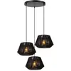 Lucide Suspension Jessica, 3 lampes, noir, Ø 30 cm, coton
