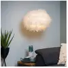 LUCIDE Suspension boule avec plumes diamètre 50cm blanc goosy soft blanc blanc