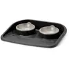 Plateau double gamelle Chien & Chat   Butler Savic noir   45 x 36 x 8 cm