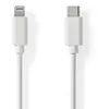 Nedis - Cable Lightning Usb 20 Apple Lightning 8 Broches Usb C Male 480 Mbps Nickele 100 M Rond Pvc Blanc Etiquette