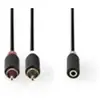 Nedis Câble audio stéréo 2x rca mâles - 3,5 mm femelle 0,2 m anthracite