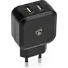 Nedis WCHAU484ABK Chargeur Mural 4.8 A 2 Sorties USB-A Noir