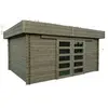 Abri de jardin bois VIBORG TRAITE toit plat, 11.89m², madriers épaisse...