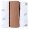 Noukie's - Lot de 3 Langes Mix & Match - 70x70cm - Mousseline Coton - Éléphant