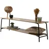 Unimasa Meuble de télévision 2 niveaux bois et métal noir 150x40x43.5cm