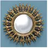 Chehoma Miroir Convexe Doré Mural Rond Résine Soleil - Diamètre 28.5cm