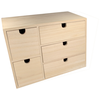 Artemio - Meuble casier à tiroirs en bois brut - 5 tiroirs - 35 x 15 x 26