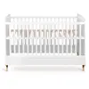 quax Lit bébé 70x140 cm mélaminé blanc et pieds hêtre massif Nalice