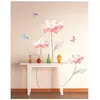 Ambiance-sticker Stickers fleurs roses claires et papillons