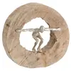 J-line Statue Personnage Bois Naturel et Aluminium