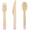 Ménagère de 18 Couverts en bois, manche ROSE pastel