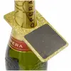 Lot de 2 Ardoises décor de bouteille en bois 10cm, pailletées Or