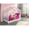 Vipack Lit cabane 90x200 cm en pin blanc avec tiroir et textile - ROODY