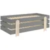 PARIS PRIX Pack de 3 lits empilables pin massif gris et bois clair Ridulo 90x200 cm