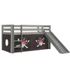 vipack Lit toboggan 90x200 cm avec tente pirate marron pin massif gris Pino