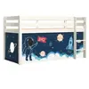 Lit mezzanine 90x200 cm avec tente astronaute pin massif blanc Pino