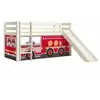 Vipack Lit toboggan 90x200 cm avec tente camion pompier pin massif blanc Pino