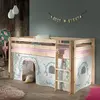 vipack Lit surélevé 90x200 cm avec échelle naturel décor chaumière - PINO