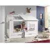 vipack Lit cabane gigogne 90x200 cm pin massif blanc avec fenêtre Parade