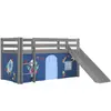 vipack Lit toboggan 90x200 cm avec tente astra pin massif gris Pino