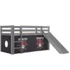 vipack Lit toboggan 90x200 cm avec tente pirate noir pin massif gris Pino
